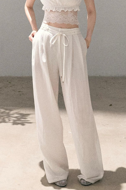 Lyocell Linen Wide-Leg Pants