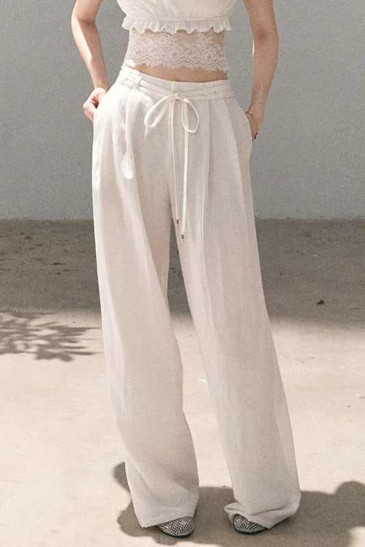 Lyocell Linen Wide-Leg Pants
