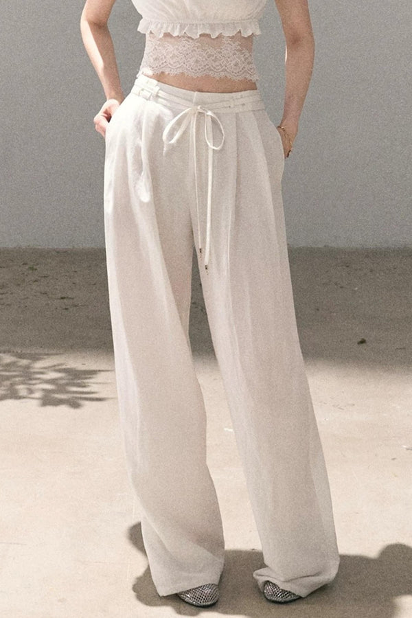 Lyocell Linen Wide-Leg Pants