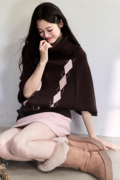 Retro Diamond Wool Knit Sweater