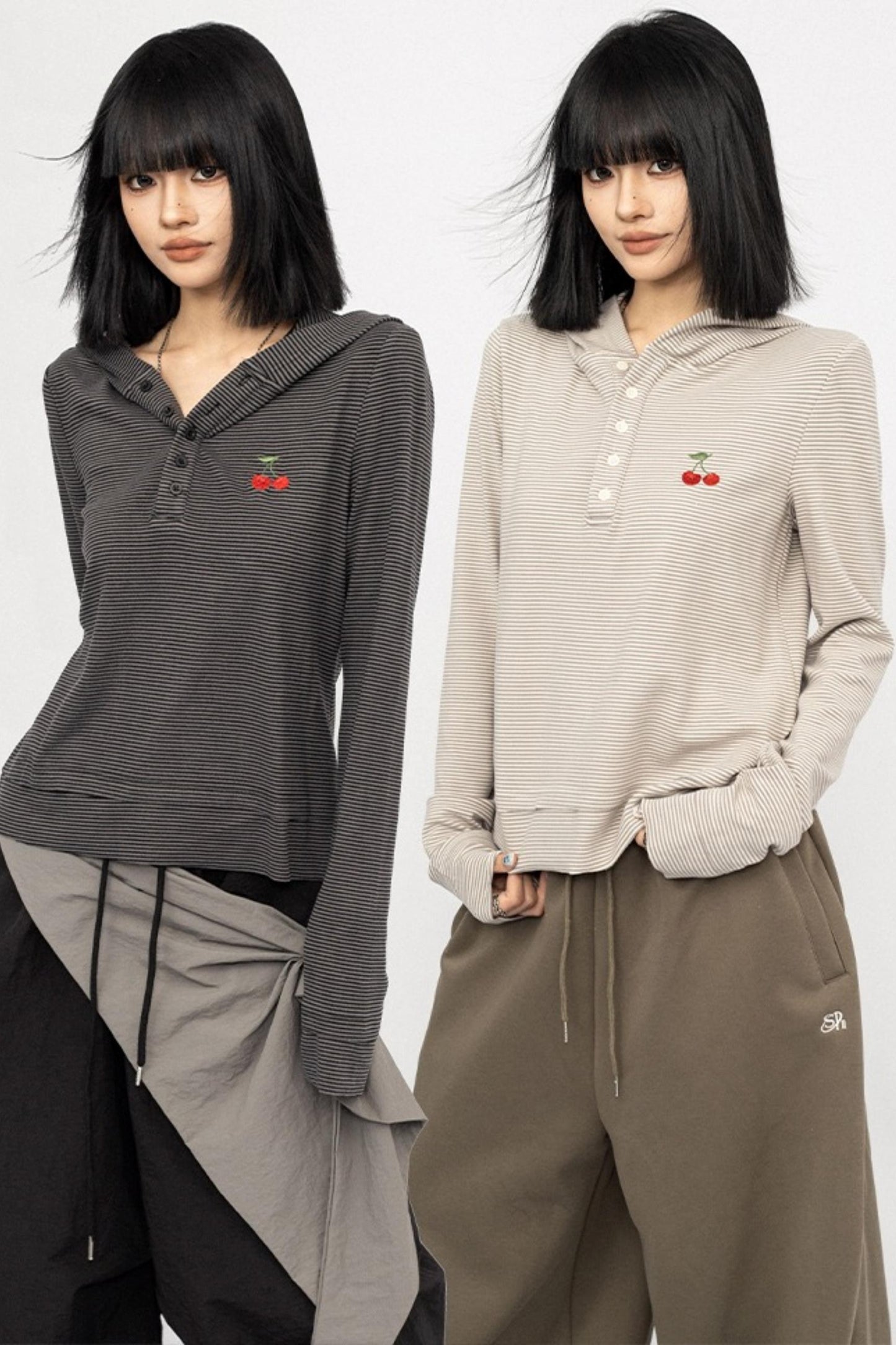 Autumn Striped Hooded Sweatshirt