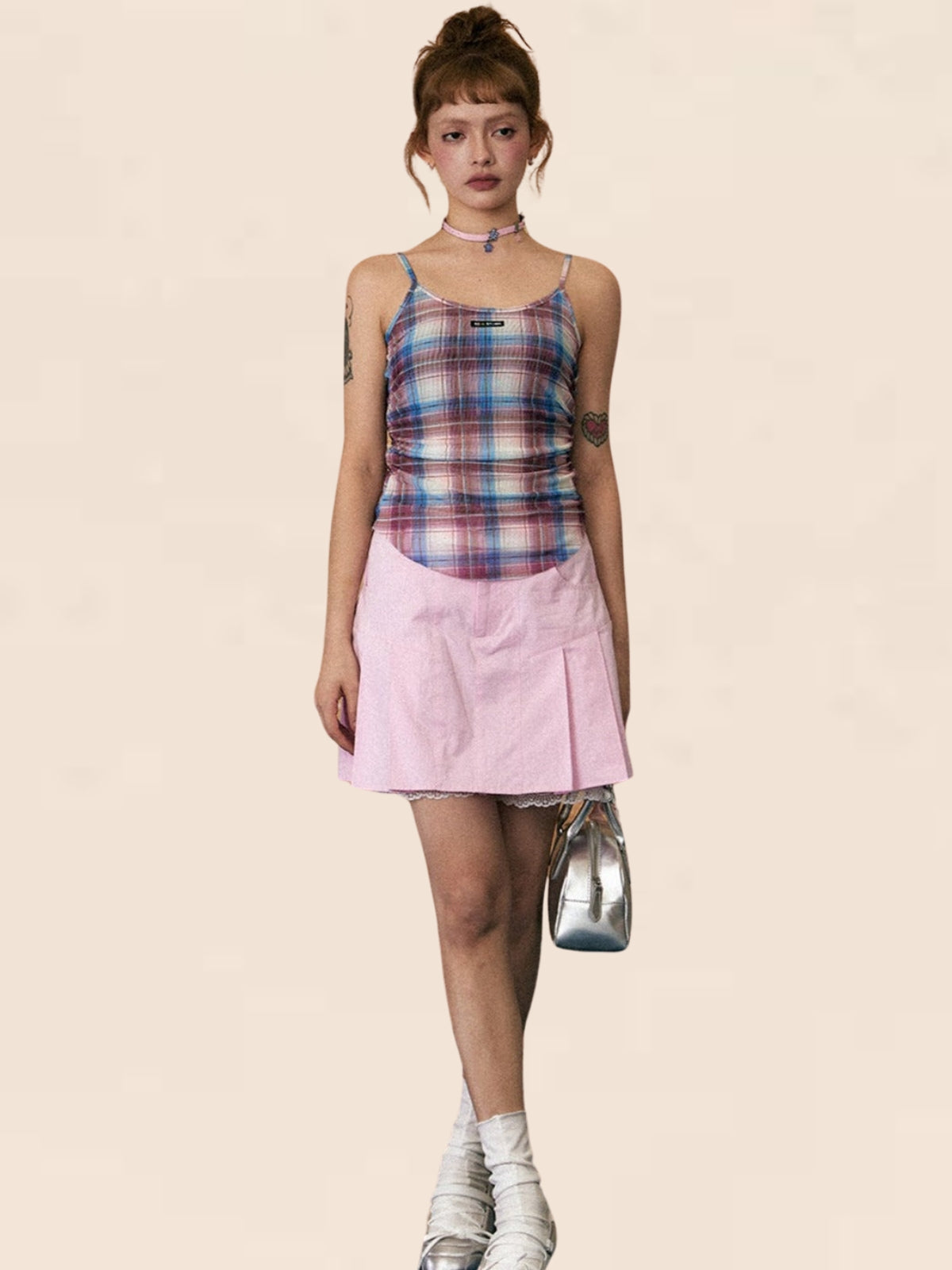 Retro Check Camisole Crop Top