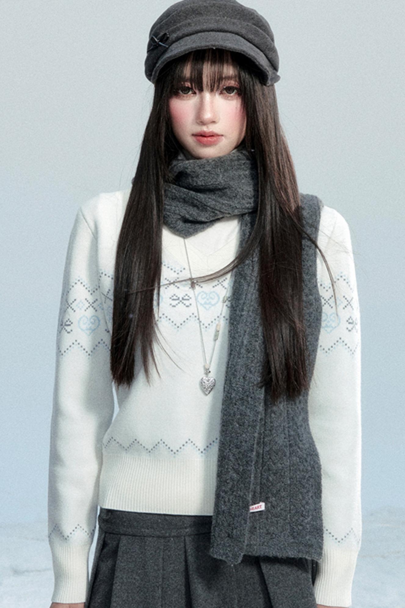 Fragile V-Neck Snow Top