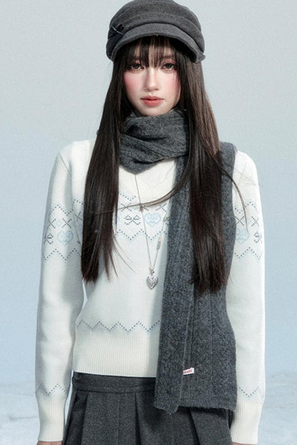 Fragile V-Neck Snow Top