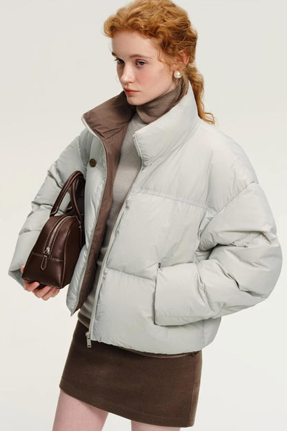 Korean Contrast Short Down Jacket