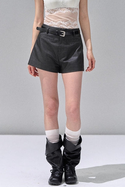 Black Leather Womens Shorts