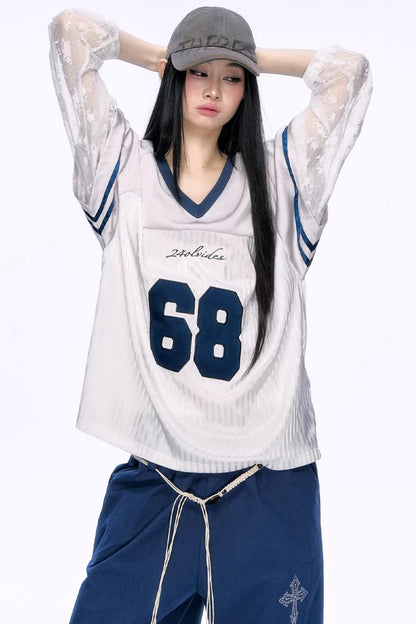 Heavy Embroidery Lace Jersey Top