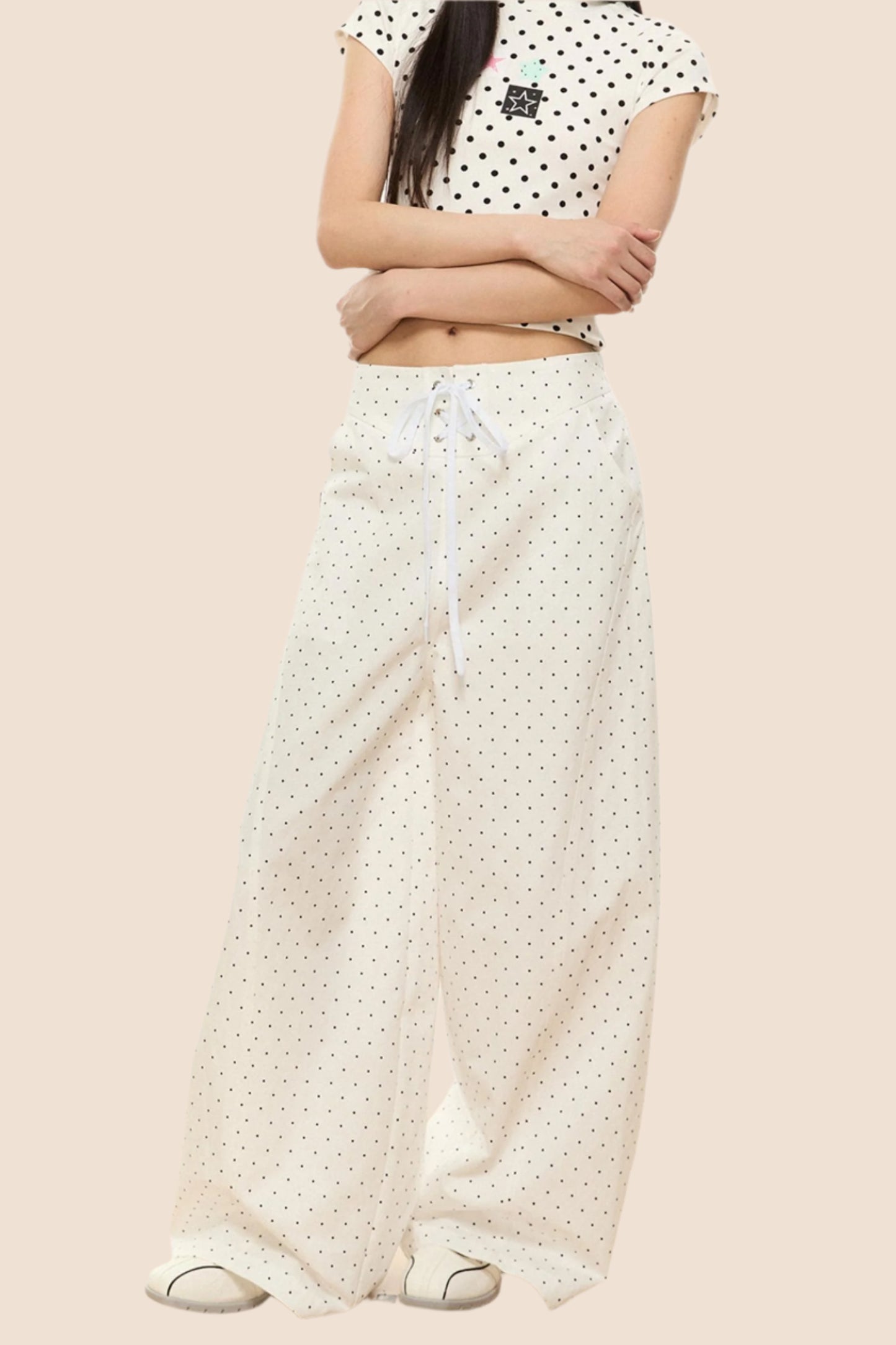 Polka Dot Wide-Leg Pants