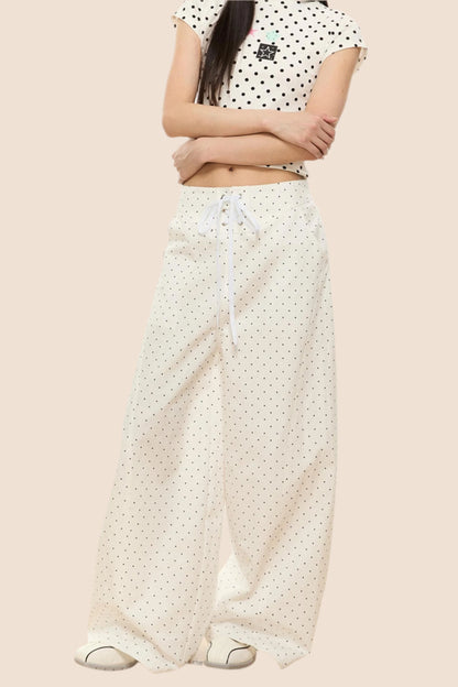 Polka Dot Wide-Leg Pants