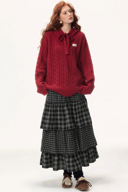 Plaid Patchwork Tiered Skirt