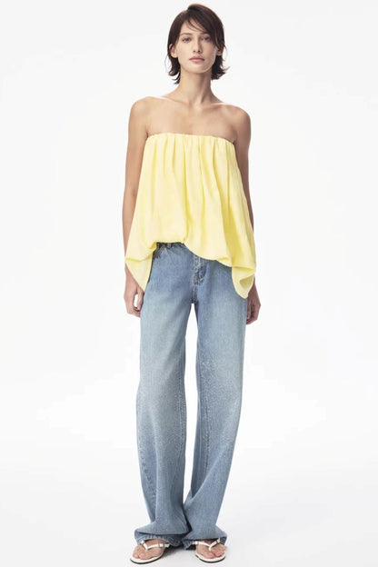 Irregular Elastic Strapless Top