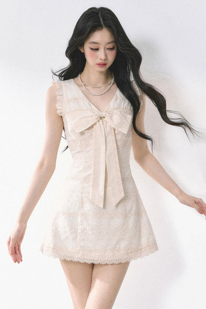 Summer Lace V-Neck Mini Dress