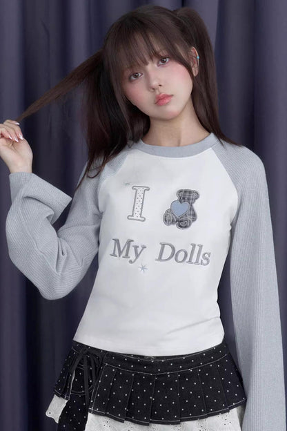 Sweet Patchwork Knitted Raglan T-shirt