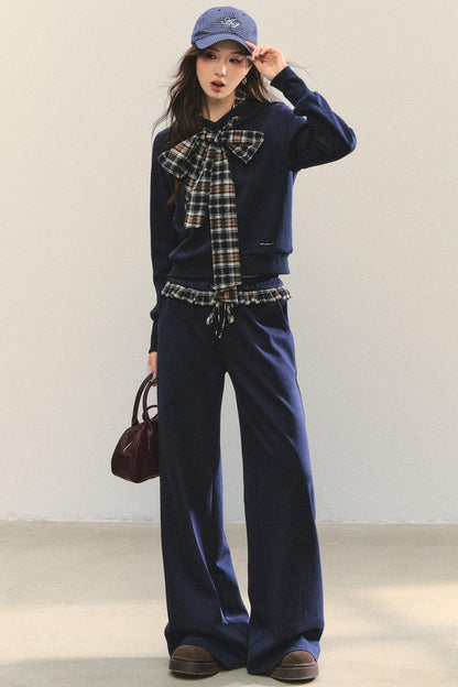 Plaid Sweatshirt Trousers Set-Up