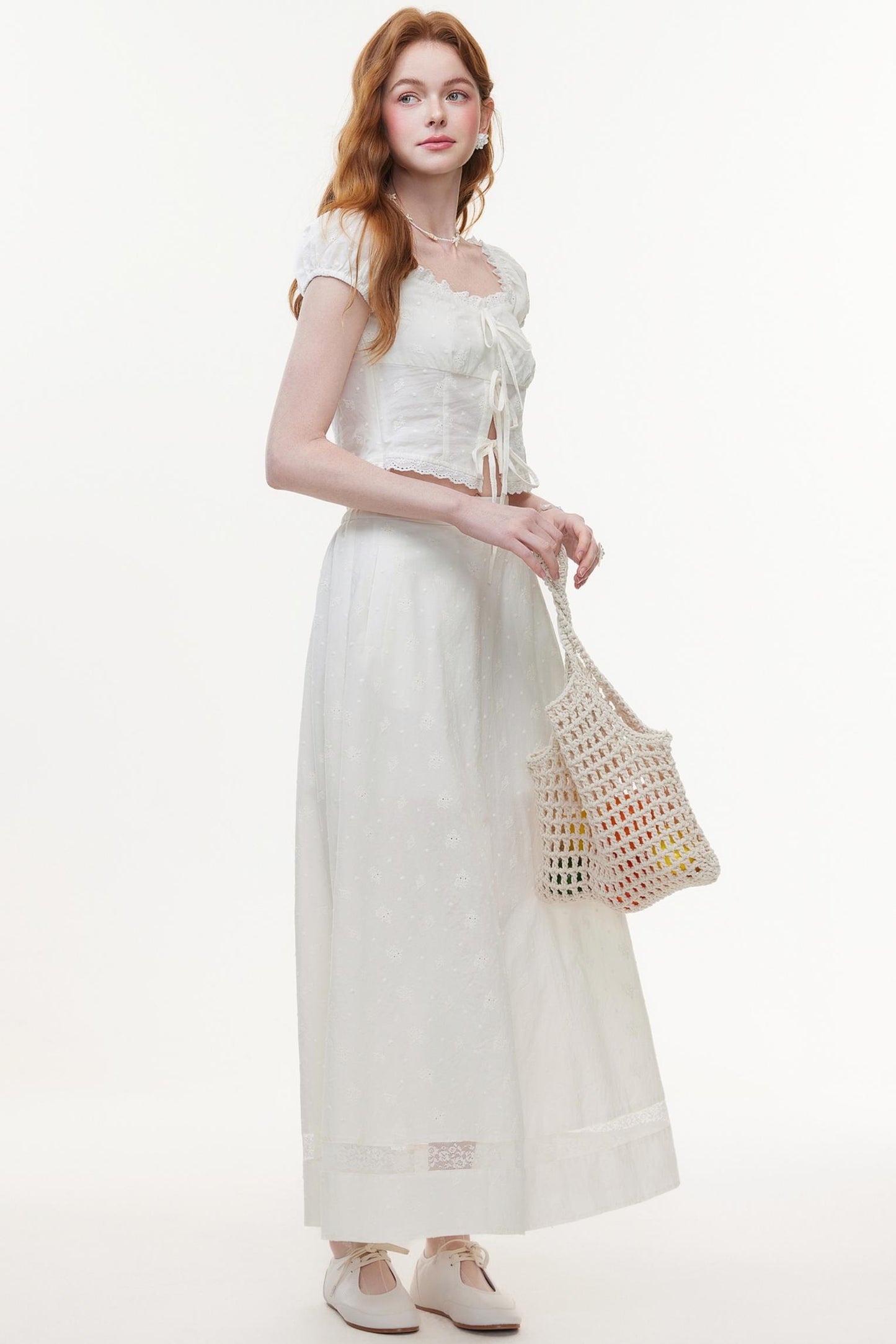 Skeleton Embroidered Two-Piece Skirt Set-Up