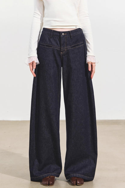 Denim Pleated Pants