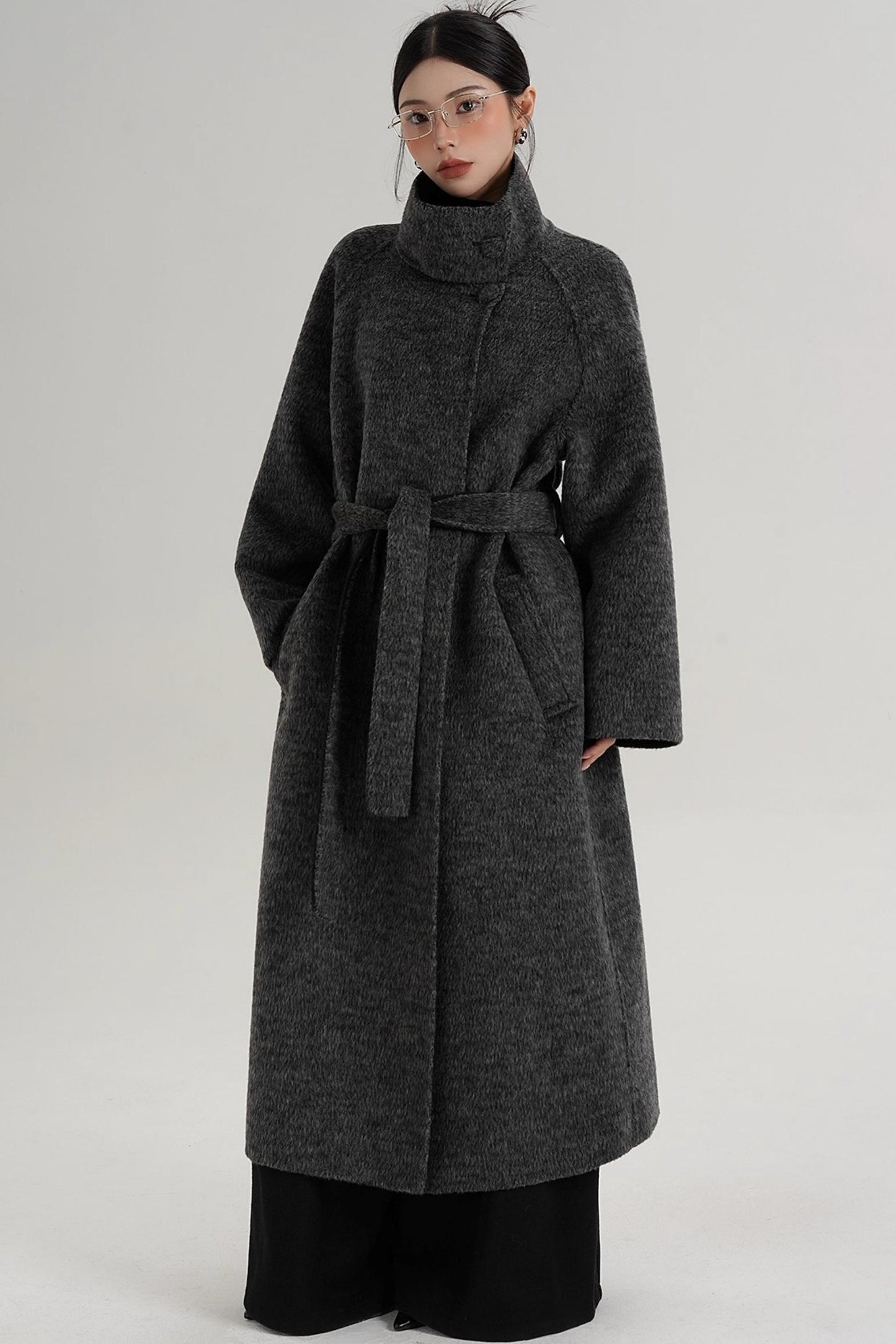Elegant Athens Gray Wool Coat