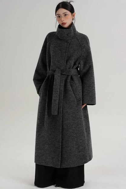 Elegant Athens Gray Wool Coat