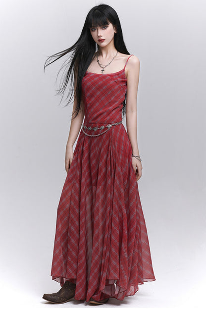 Pink Plaid Halter Dress