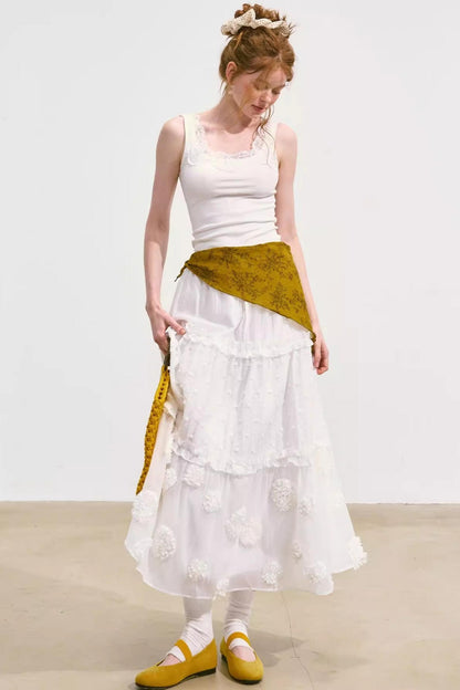 White Layered Halter Skirt
