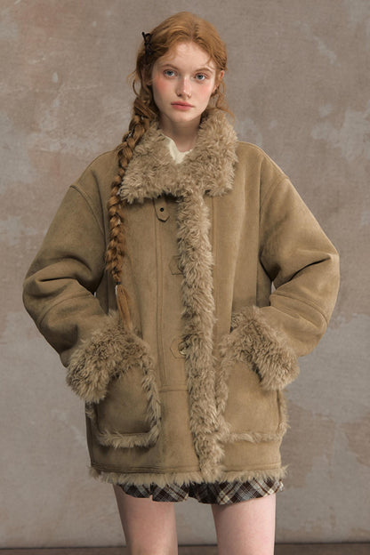 Winter Lamb Fur Deer Skin Jacket