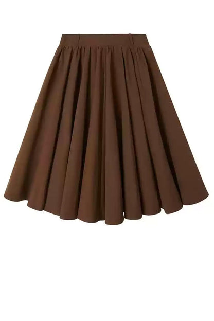 Solid Color Pleated Umbrella Skirt