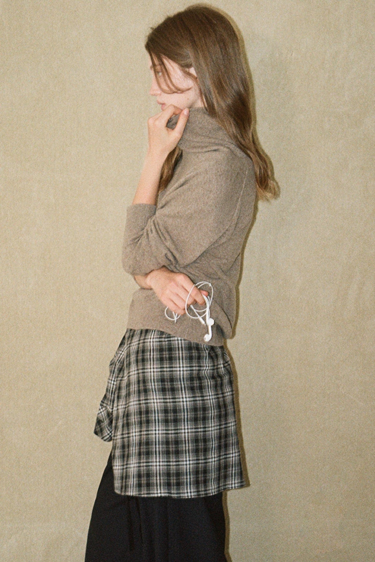 High Cashmere Wool Tricolor Knit Top