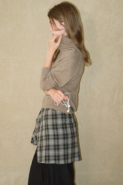 High Cashmere Wool Tricolor Knit Top