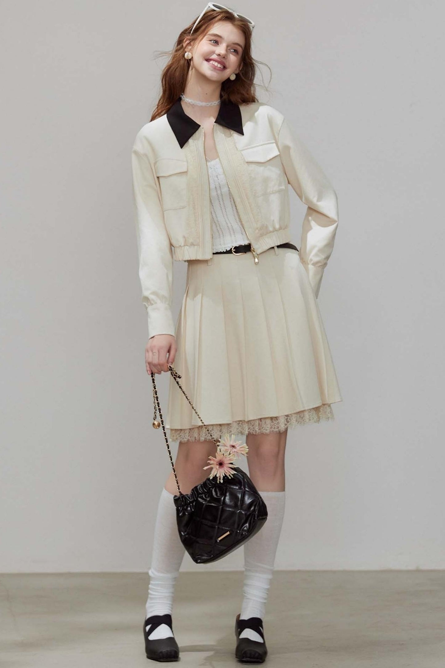 Autumn Lapel Short Coat Set-Up