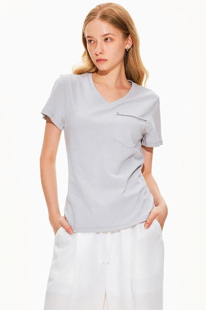Haut col V en pur coton