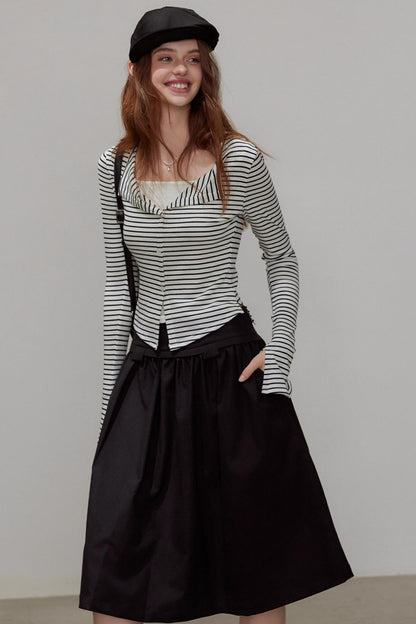 V-neck Striped Knitted Cardigan