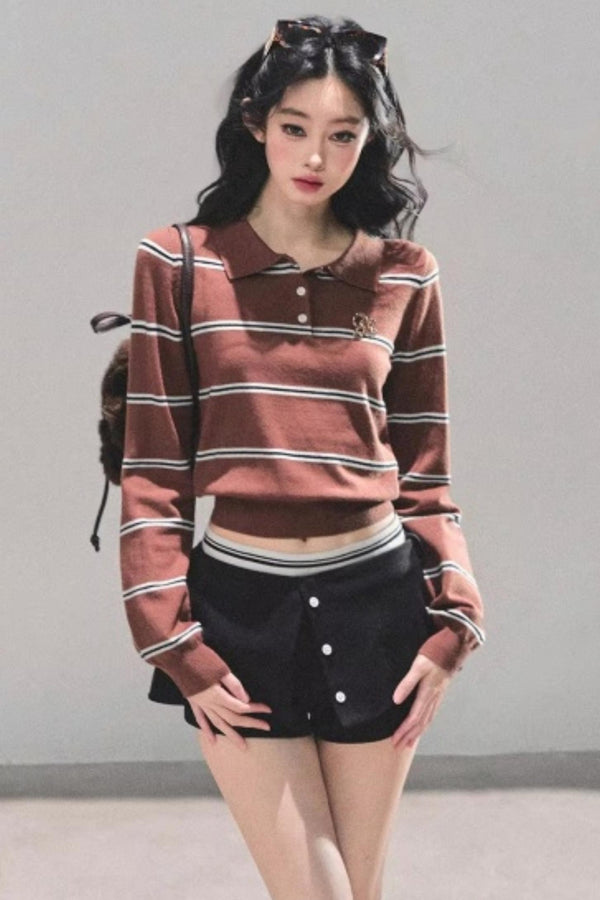 Polo Collar Knit Top
