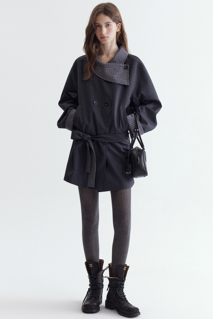 French Contrast Patchwork Coat