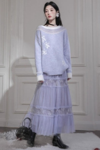 Snowflake Sequin Pullover Sweater