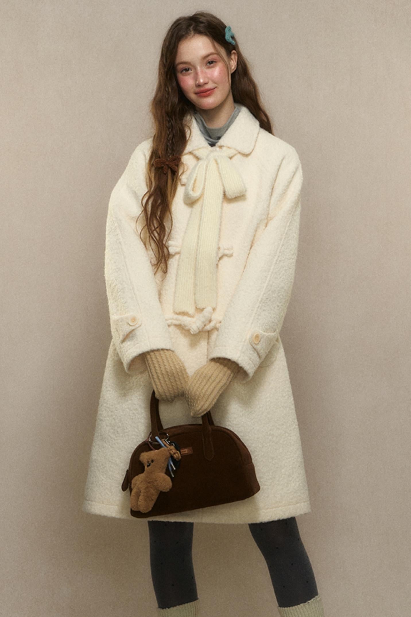 Winter Wool Coat With Horn Buttons