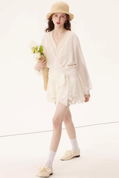 Chiffon Lace Paneled Dress