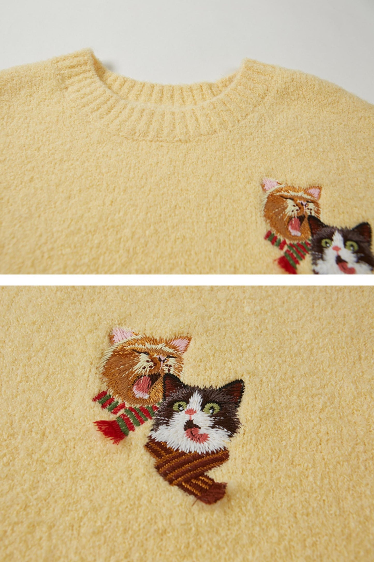 Kitten Tassel Embroidered Knitted Sweater