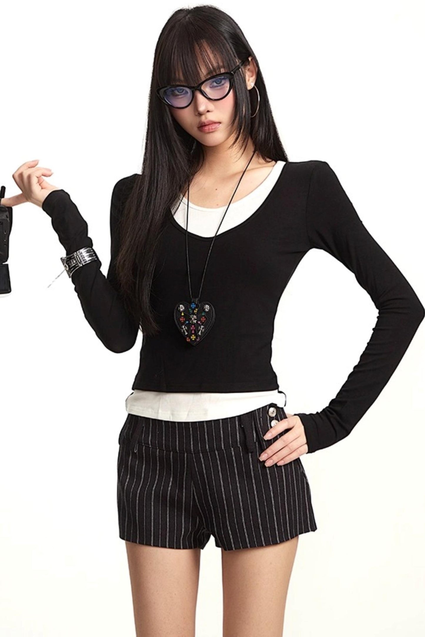 Slim Black Tencel Long Sleeve T-Shirt