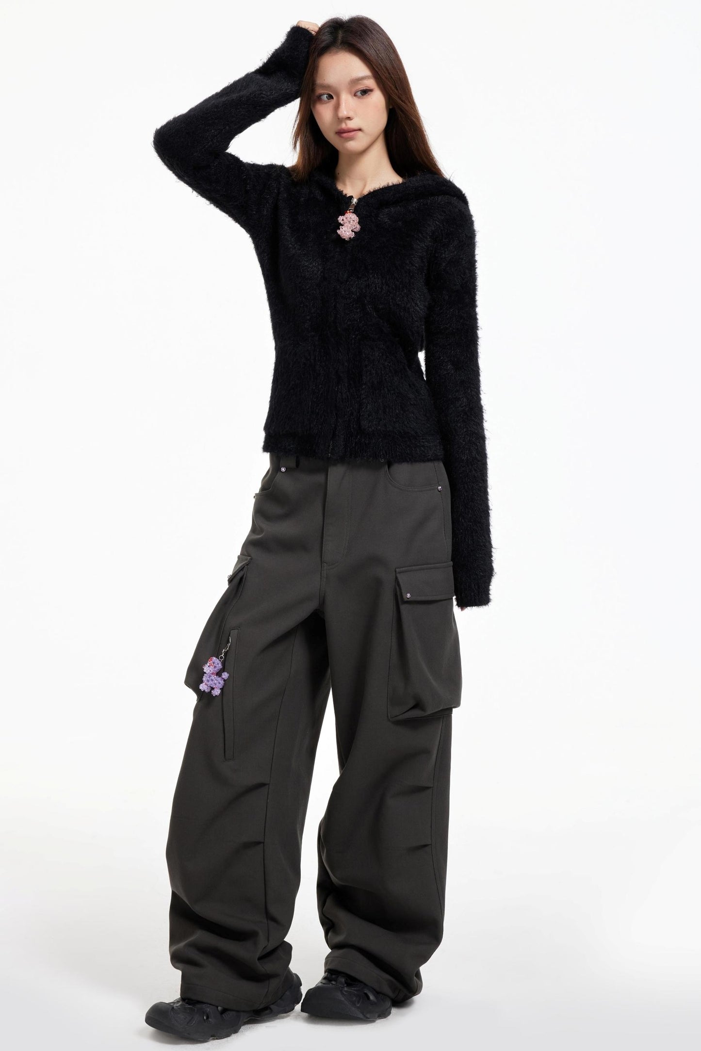 Swingable Hooded Plush Coat