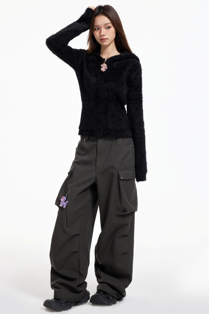 Swingable Hooded Plush Coat