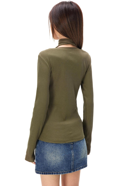 Fine Ribbed Knit Cardigan Top