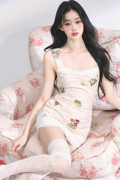 One-Shoulder Lace Mini Dress