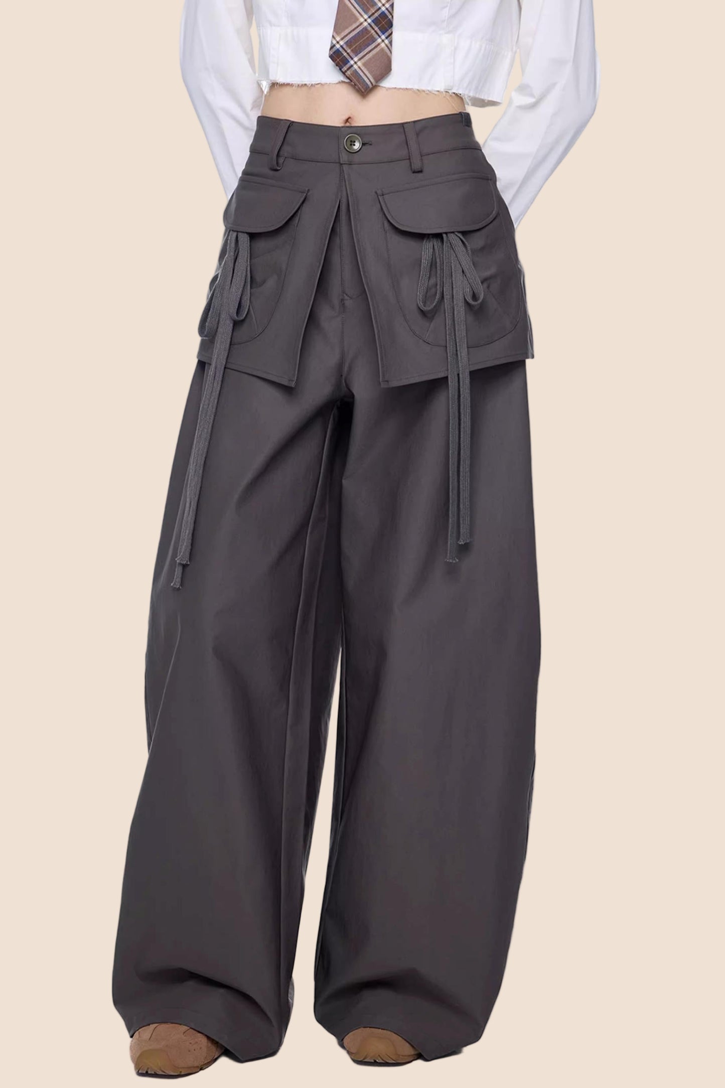 Patchwork Drapey Wide-Leg Pants