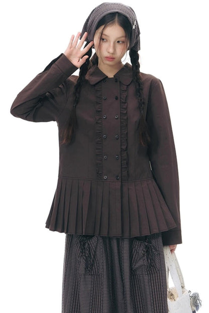 Double-Breasted Ruffled Shirt