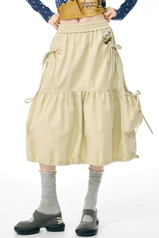 Khaki Drawstring Skirt