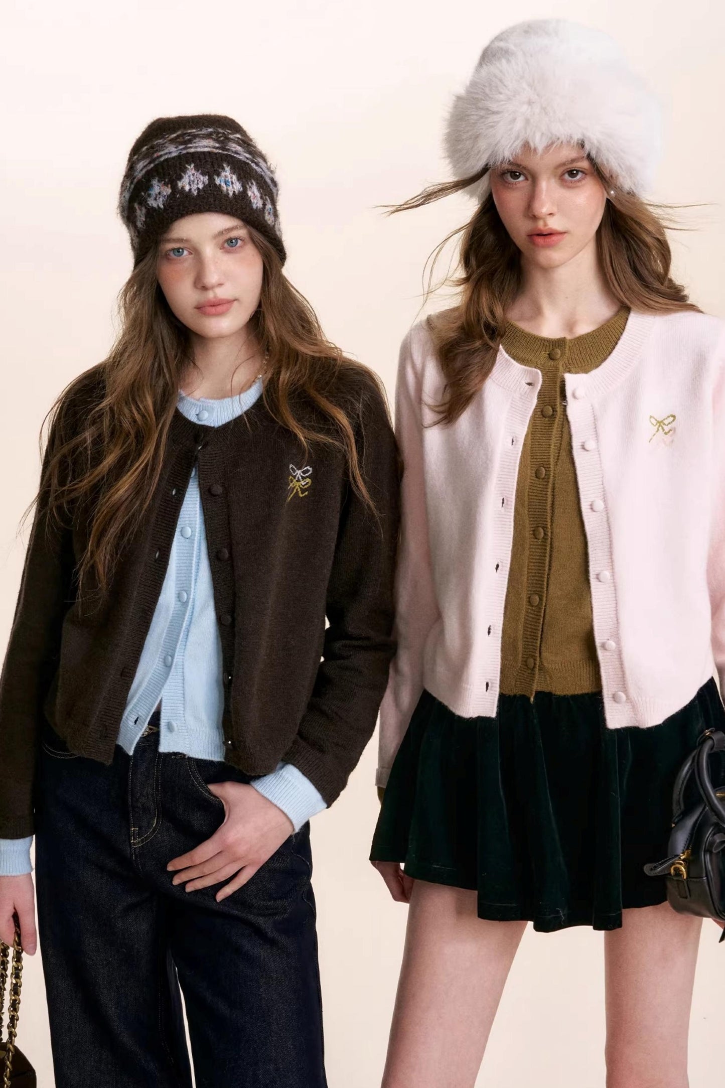 Wool Blend Color-Blocked Cardigan