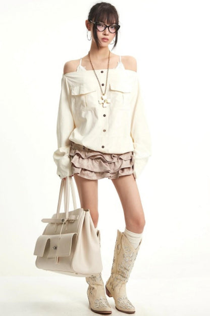 Retro Lazy Style One-Shoulder Top