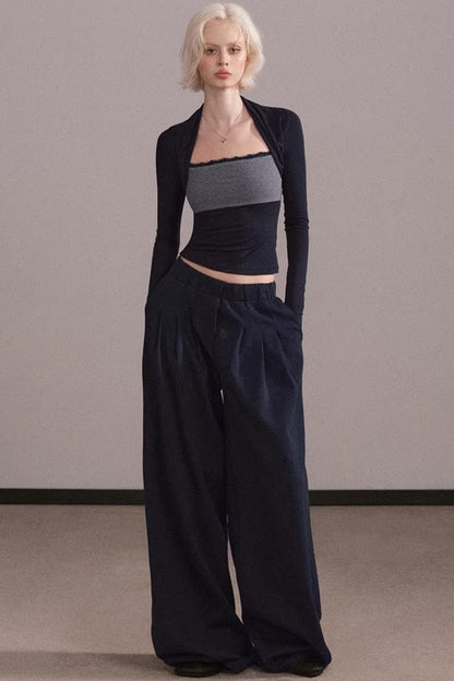 Color-Block Striped Tube Vest Top