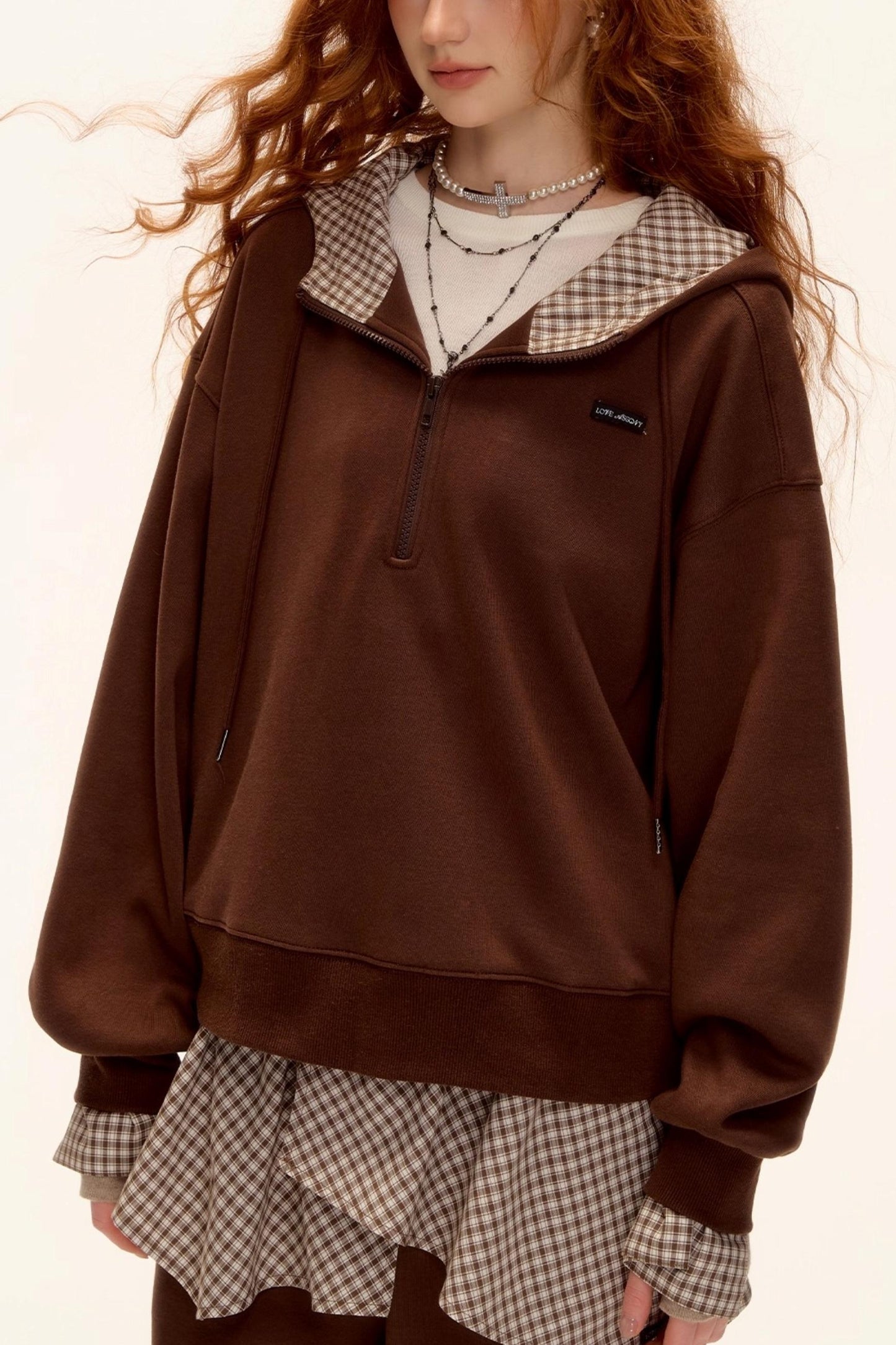 Patterned Patchwork Hooded Sweatshirt Set-Up