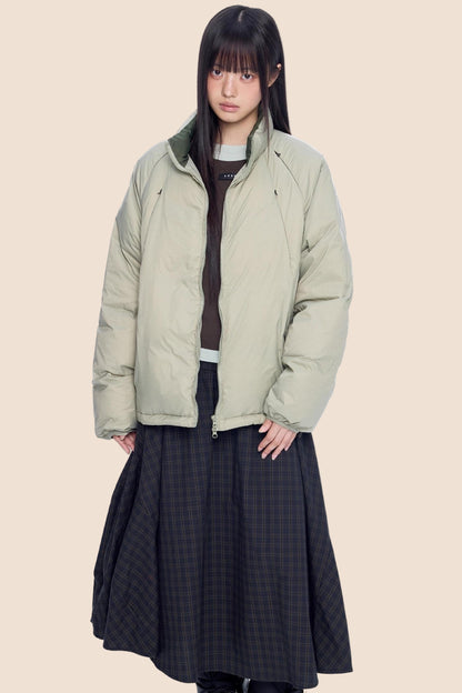 Plaid Retro White Duck Down Jacket